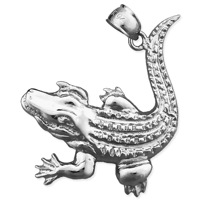 14K Gold Anhänger Krokodil mit schuppiger Haut