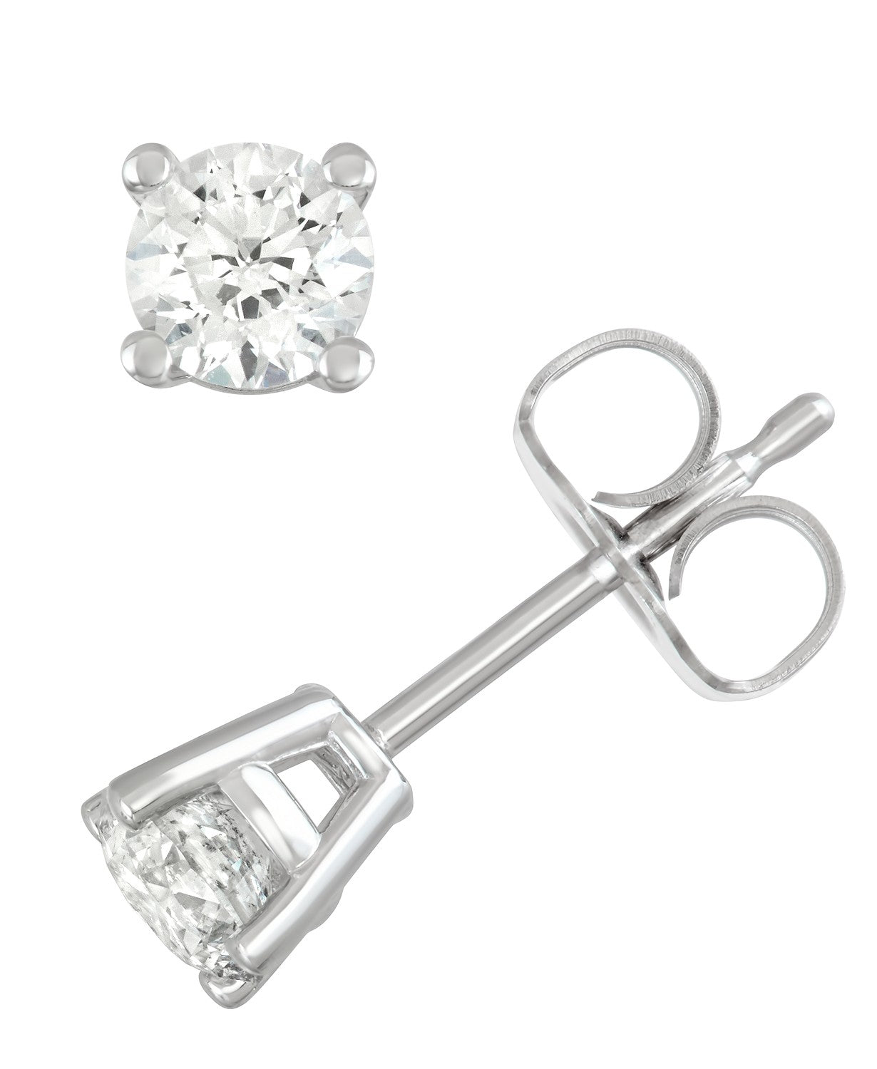 1/2 Karat Gesamtgewicht Rund Diamant Solitär Ohrstecker in 14K Weißgold (j/k Farbe - I2/i3 Clarity)