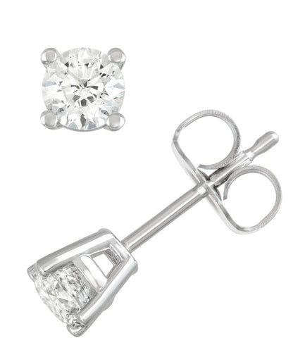1/2 Karat Gesamtgewicht Rund Diamant Solitär Ohrstecker in 14K Weißgold (j/k Farbe - I2/i3 Clarity)