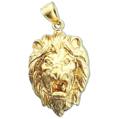 14K Gold Löwenkopf-Anhänger, brüllend