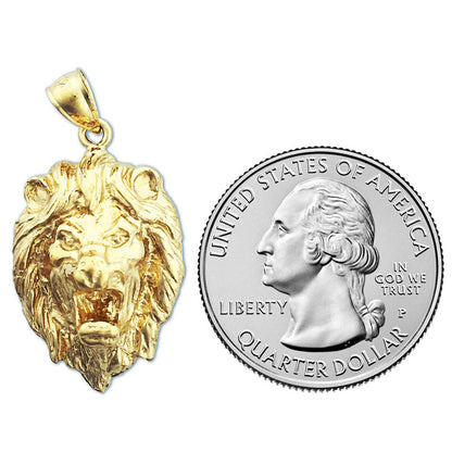 14K Gold Löwenkopf-Anhänger, brüllend