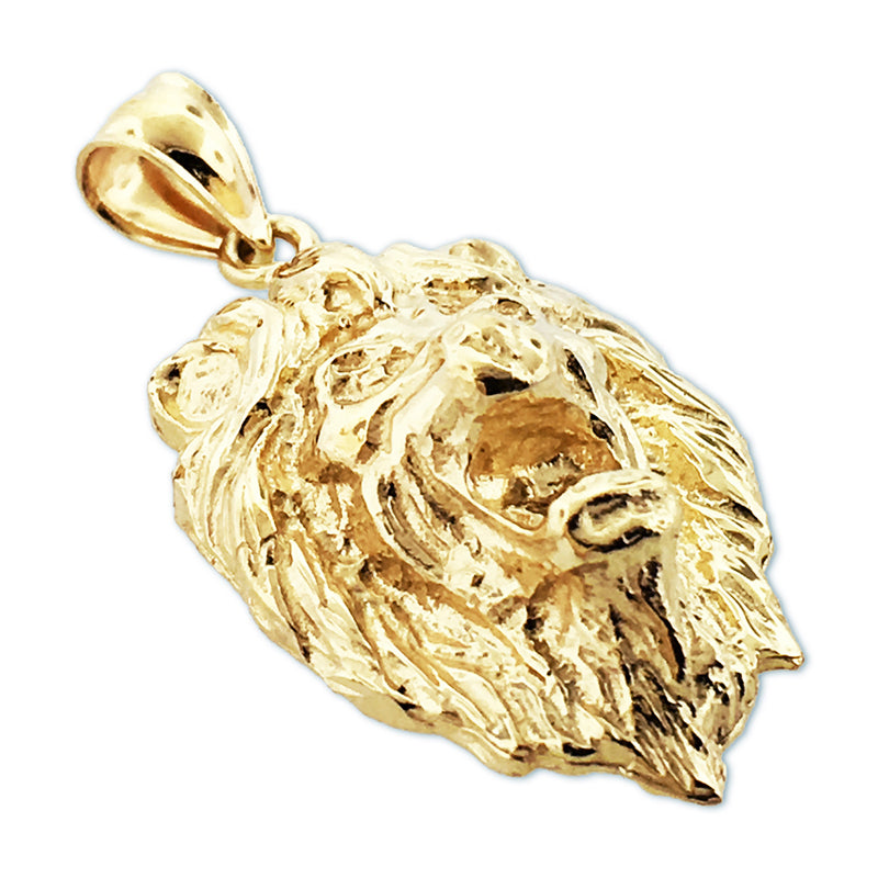 14K Gold Löwenkopf-Anhänger, brüllend