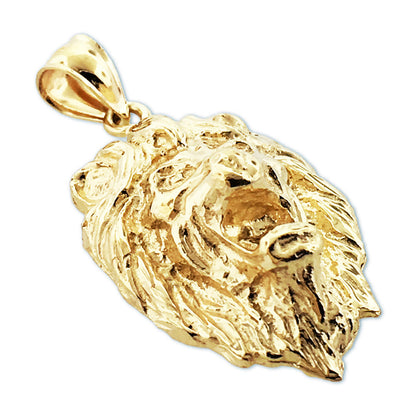 14K Gold Löwenkopf-Anhänger, brüllend