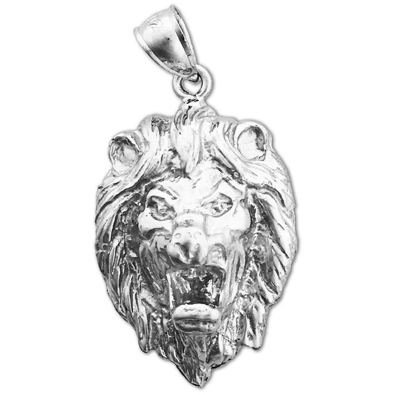 14K Gold Löwenkopf-Anhänger, brüllend