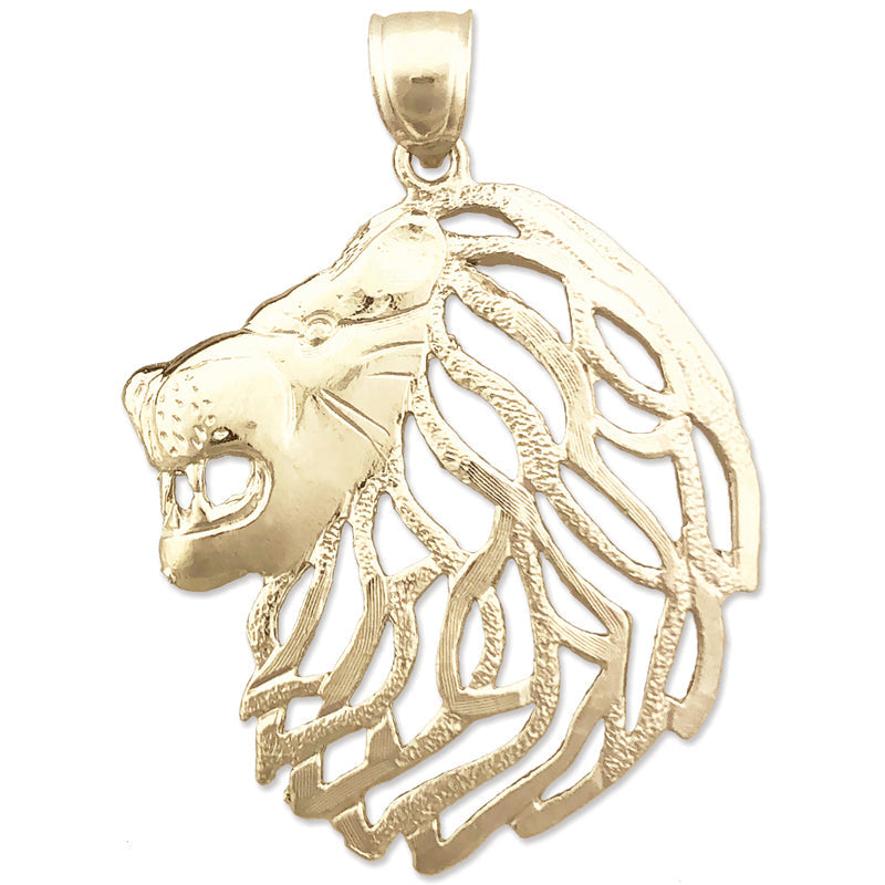14K Gold Anhänger Löwenkopf mit ausgeschnittener Mähne
