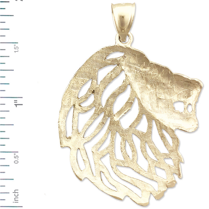 14K Gold Anhänger Löwenkopf mit ausgeschnittener Mähne