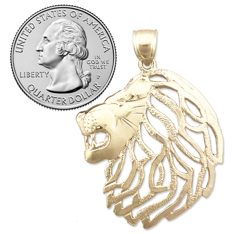 14K Gold Anhänger Löwenkopf mit ausgeschnittener Mähne