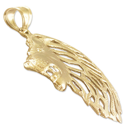 14K Gold Anhänger Löwenkopf mit ausgeschnittener Mähne