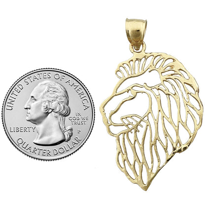14K Gold Filigran-Anhänger Löwenkopf