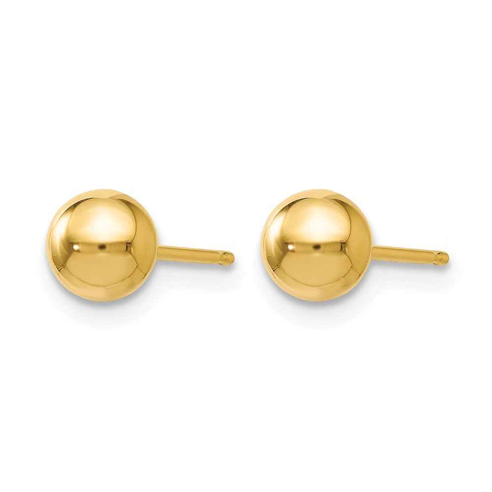 14K Gelbgold Poliert 5mm Kugel Ohrstecker