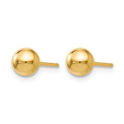 14K Gelbgold Poliert 5mm Kugel Ohrstecker