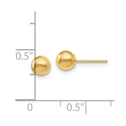 14K Gelbgold Poliert 5mm Kugel Ohrstecker