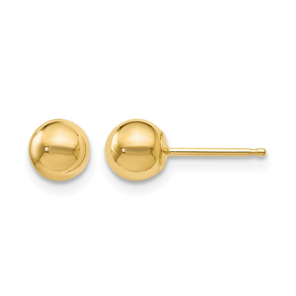 14K Gelbgold Poliert 5mm Kugel Ohrstecker