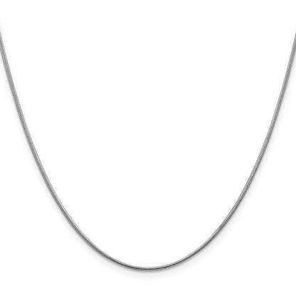 14K Weißgold 1mm Rund Schlange Halskette