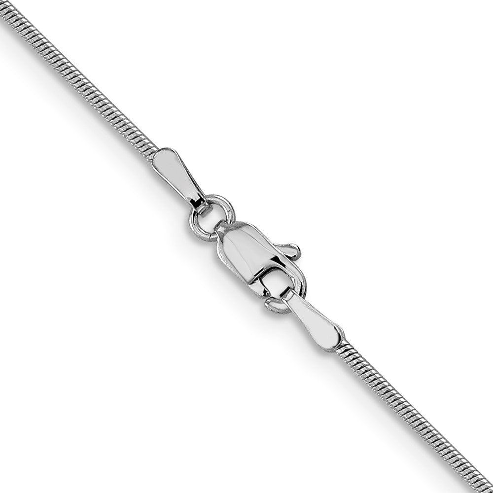 14K Weißgold 1mm Rund Schlange Halskette
