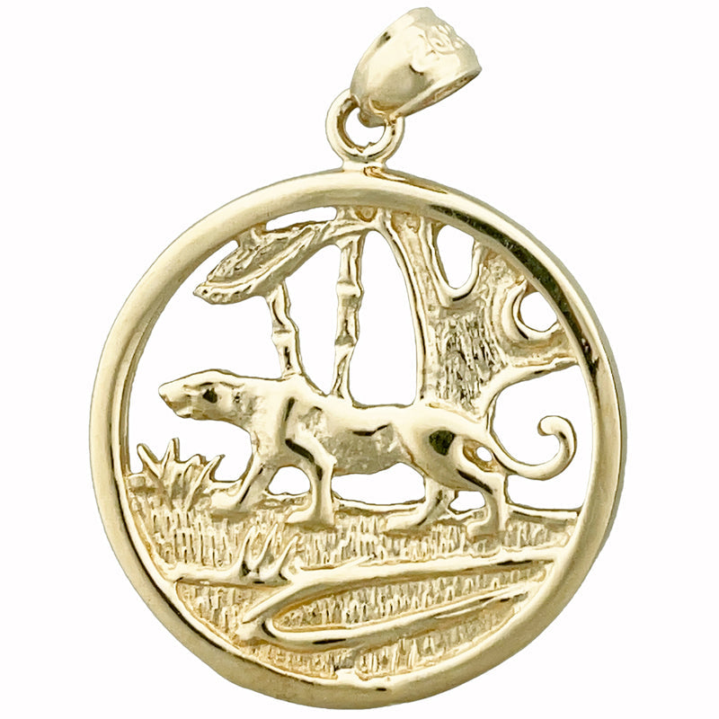 14K Gold Jaguar-Anhänger Medaillon