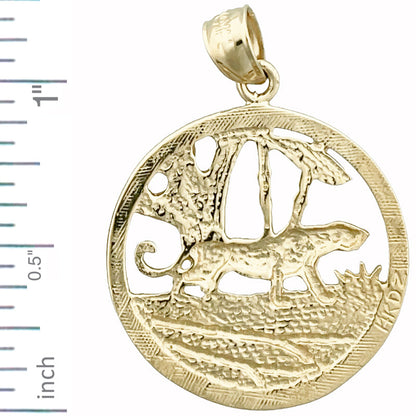 14K Gold Jaguar-Anhänger Medaillon