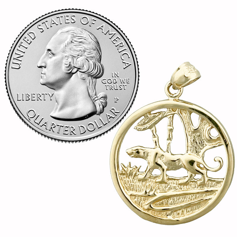 14K Gold Jaguar-Anhänger Medaillon