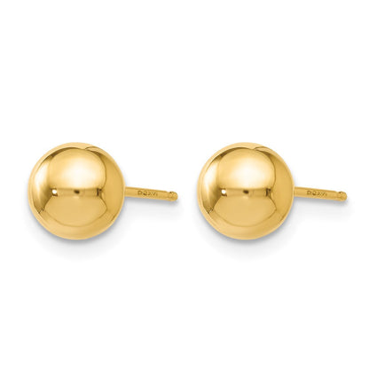 14K Gelbgold Poliert 6mm Kugel Ohrstecker