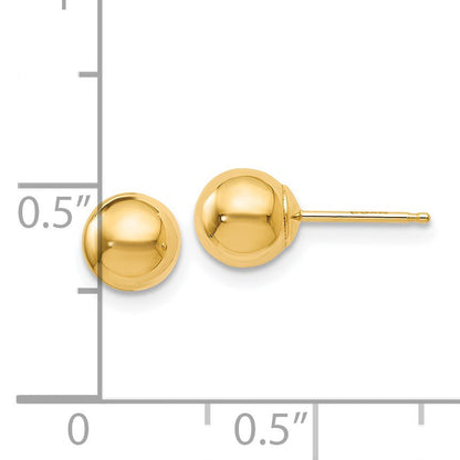 14K Gelbgold Poliert 6mm Kugel Ohrstecker