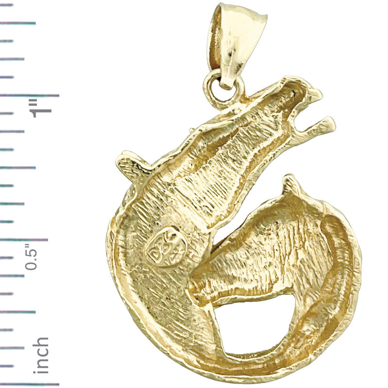 14K Gold Doppel-Pferdekopf-Anhänger, 24 mm