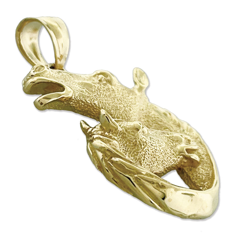 14K Gold Doppel-Pferdekopf-Anhänger, 24 mm