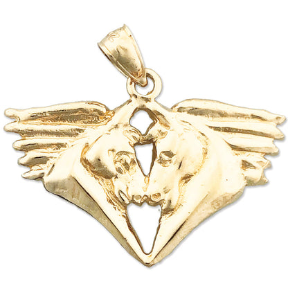 14K Gold Doppel-Pferdekopf-Anhänger, 30 mm