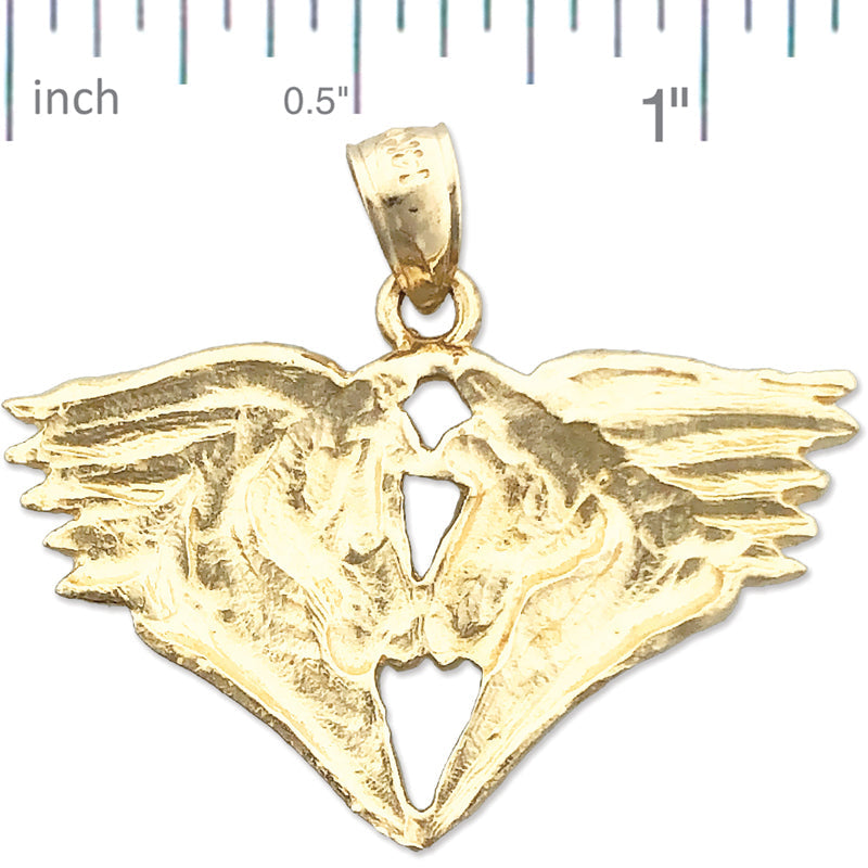 14K Gold Doppel-Pferdekopf-Anhänger, 30 mm