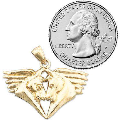 14K Gold Doppel-Pferdekopf-Anhänger, 30 mm
