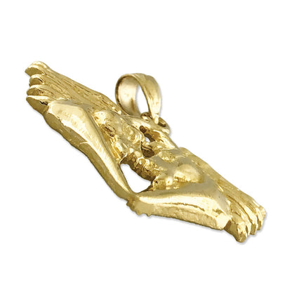 14K Gold Doppel-Pferdekopf-Anhänger, 30 mm
