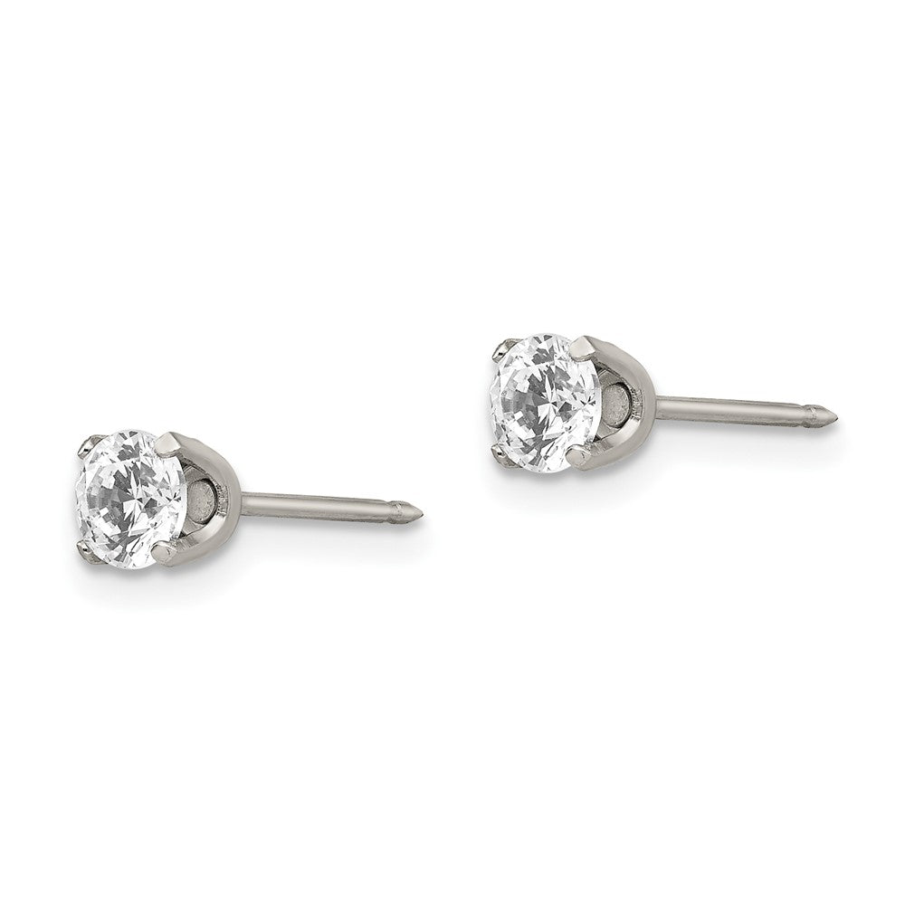Edelstahl Inverness Poliert 5mm Zirkonia Ohrstecker