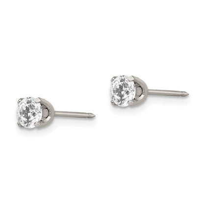 Edelstahl Inverness Poliert 5mm Zirkonia Ohrstecker