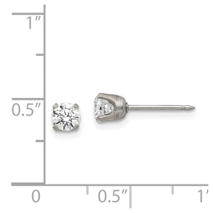 Edelstahl Inverness Poliert 5mm Zirkonia Ohrstecker