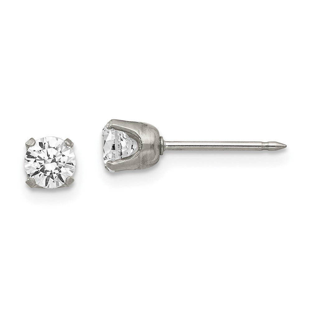 Edelstahl Inverness Poliert 5mm Zirkonia Ohrstecker