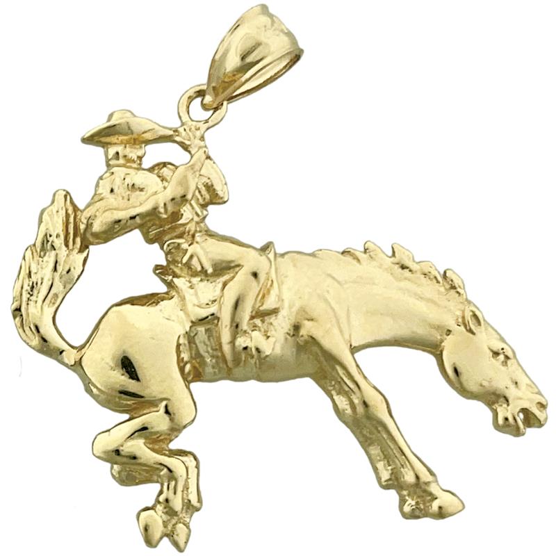 Bucking-Bronco-Pferd-Anhänger aus 14K Gold