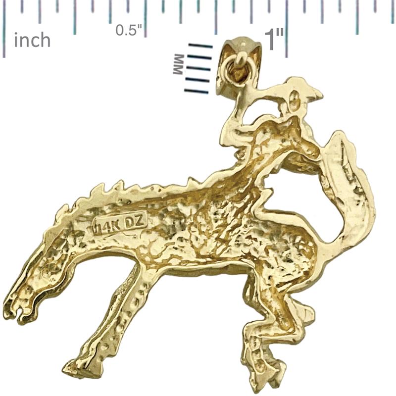 Bucking-Bronco-Pferd-Anhänger aus 14K Gold