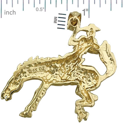 Bucking-Bronco-Pferd-Anhänger aus 14K Gold