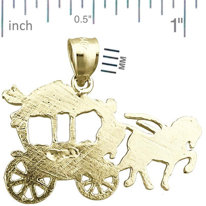 14K Gold Anhänger Pferdekutsche