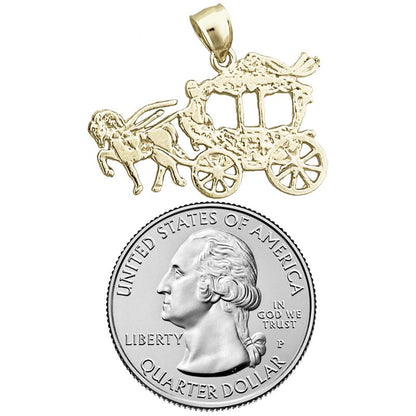 14K Gold Anhänger Pferdekutsche