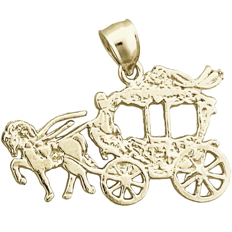 14K Gold Anhänger Pferdekutsche