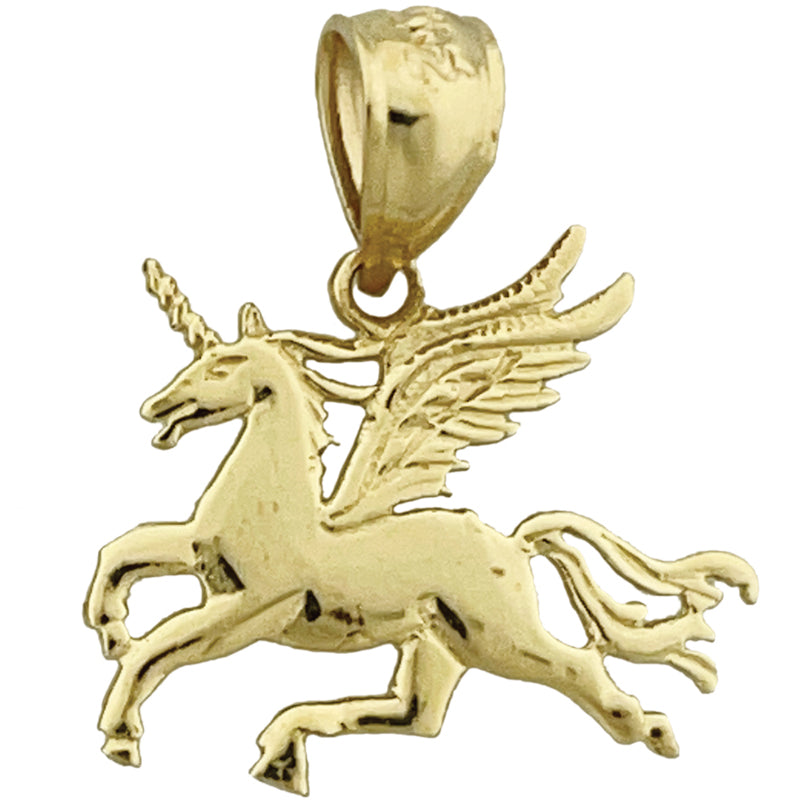 14K Gold Charm Einhorn mit Flügeln