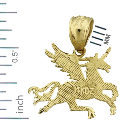 14K Gold Charm Einhorn mit Flügeln