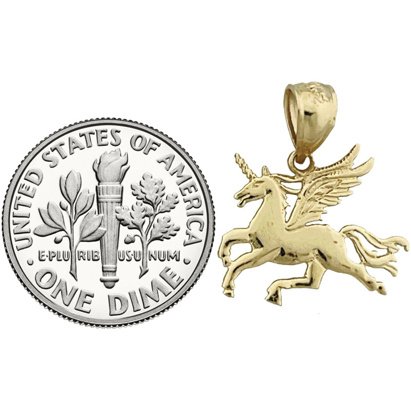 14K Gold Charm Einhorn mit Flügeln