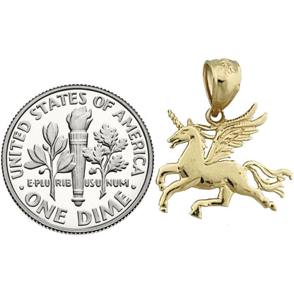 14K Gold Charm Einhorn mit Flügeln