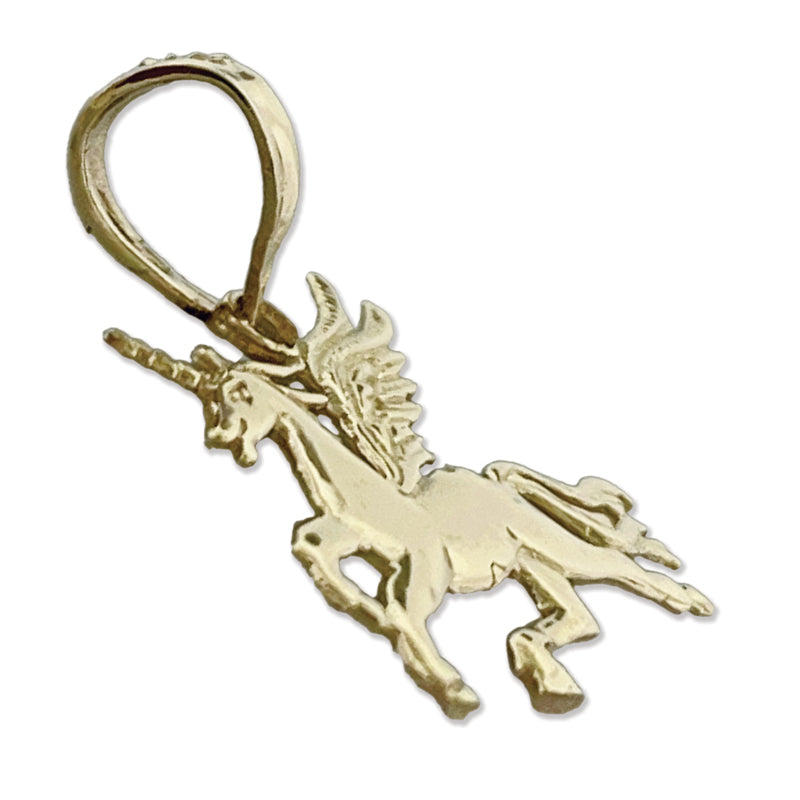 14K Gold Charm Einhorn mit Flügeln