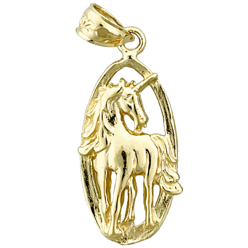 14K Gold Einhorn-Charm-Medaillon