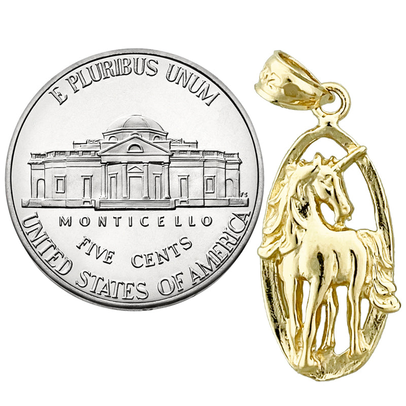 14K Gold Einhorn-Charm-Medaillon
