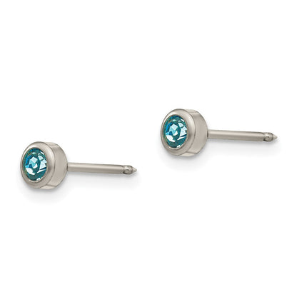 Titan Inverness 4mm Aqua Kristall Zargenfassung Ohrringe