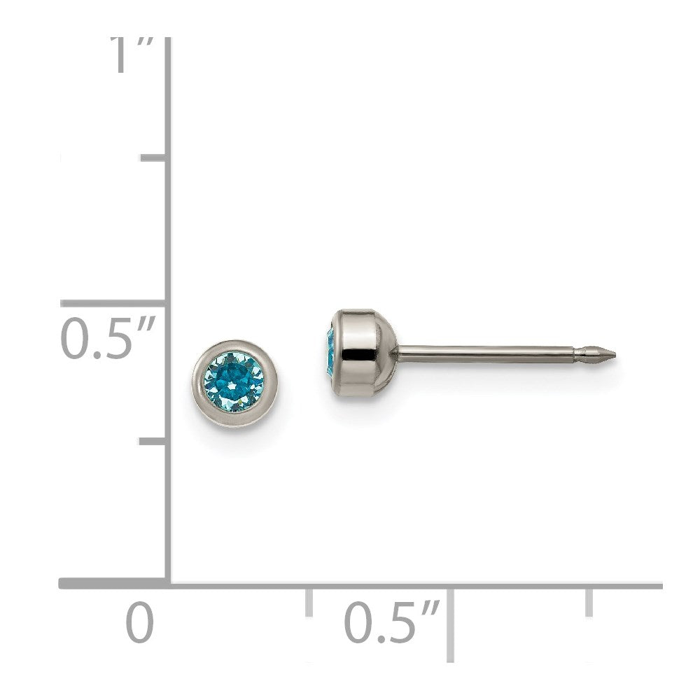 Titan Inverness 4mm Aqua Kristall Zargenfassung Ohrringe