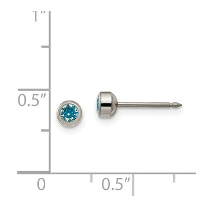 Titan Inverness 4mm Aqua Kristall Zargenfassung Ohrringe